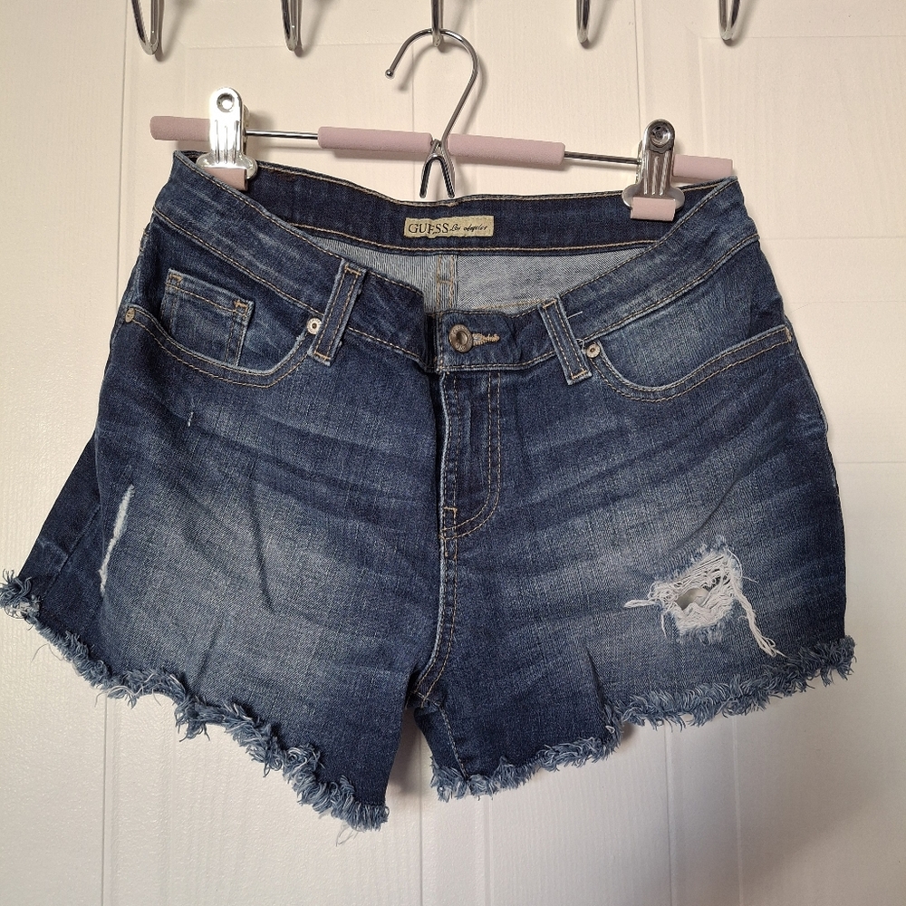Guess Blue Distressed Denim Jean Shorts